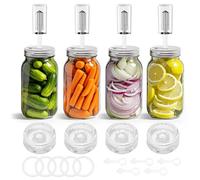 Zpehbeex Fermentation Kit for Wide Mouth Mason fermentation Jar,pickling/sauerkraut kit with 4 Glass Fermentation Weights,4 Fermenting Lids,4 airlocks,5 Silicone Rings,5 Silicone Grommet