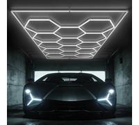 zpehyrin Hexagon LED Garage Wall Lights - Waterproof Grid Design, High Brightness & Linkable, 6500K White Ceiling Lamps Ideal for Workshop, Studio & Gym