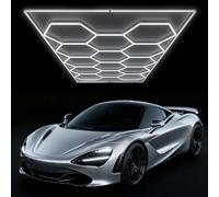 zpehyrin Hexagon LED Waterproof Garage Lights, 6500k White Grid Design, Universal For Workshop/studio/gym