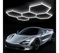 zpehyrin Hexagon LED Waterproof Garage Lights, 6500k White Grid Design, Universal For Workshop/studio/gym