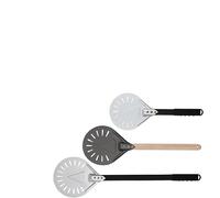 Zpengtai Pizza Paddle 1 Pcs Shovel Turning Paddle Round Pizza Tool Wooden Handle Oven Accessories 7 8 9 Inch Pizza Shovel Aluminum Nonstick Tray(10inch 51.5cm Metal)