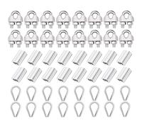 Zpengtai Wire Rope Clamps 304 Stainless Steel 16pcs Wire Rope Cable Clip/Clamp 16pcs Thimble 16pcs Aluminum Crimping Loop For 4mm Wire Rope Cable M4 clip