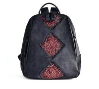ZPFDSG Backpack Womens Vintage Black Coffee Brown Green Full Grain Women's Backpack Girl Female Travel Bag(Black)