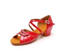 ZPFDSG Dance Shoes Children Dance Shoes For Girls Women Ballroom Latin Ladies Modern Tango Dancing Performance Salsa Sandals 3.5CM Heel(Red,41 (25.5cm))