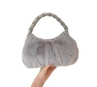 ZPFDSG Fluffy Bag Fluffy Underarm Bag Pure Color Simple Ladies Single Shoulder Trendy Soft Square Shape Polyester Lining Zipper