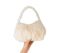 ZPFDSG Fluffy Bag Fluffy Underarm Bag Pure Color Simple Ladies Single Shoulder Trendy Soft Square Shape Polyester Lining Zipper