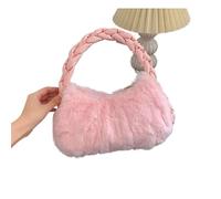 ZPFDSG Fluffy Bag Fluffy Underarm Bag Pure Color Simple Ladies Single Shoulder Trendy Soft Square Shape Polyester Lining Zipper