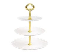 ZPFDSG Multi Layer Fruit Serving Tray 1PC Dessert Table Fruit Tray Three Layer Cake Stand Rack Wedding Party Candy Plastic Dry(White)