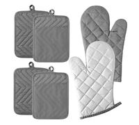 ZPFDSG Oven Gloves 6Pcs Red White Cotton Oven Mitts With Hot Pad Machine Washable Gloves With Hanging Loop For Kitchen Oven Baking Cooking Supplies(PE-G0027D)