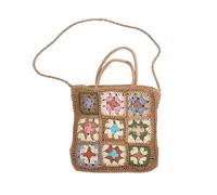 ZPFDSG Straw Bags for Women Hand-knitted Bag, Crocheted Hollow Shoulder Bag, Beach Bag For Summer Beach Vacation, Mommy Bag(Coffee)