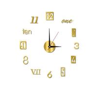 ZPFDSG Wall Sticker Clock DIY Wall Clock 40cm/16'' Frameless Modern 3D Wall Clock Mirror Sticker Clock for Home Office Hotel Restaurant School Decoration(Golden-013)