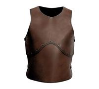 ZPGVWXKO Chest Armour Medieval Chest Armour PU Leather Vest Adjustable Cosplay Vest Comfortable Material Suitable for Party Cosplay Halloween Theater Gift, Dark Brown