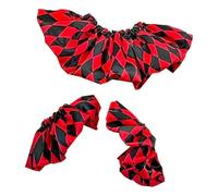 ZPGVWXKO Clown Cuff Set with Decorative Ruffled Collar for Role-playing Games, Black Red Grids