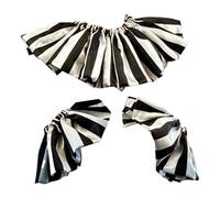 ZPGVWXKO Clown Cuff Set with Decorative Ruffled Collar for Role-playing Games, Black White Strips