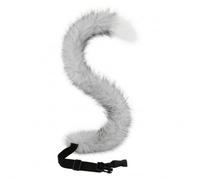 ZPGVWXKO Cosplay Soft Tail With Secure Waist Strap And Buckle Tapered Curved Shape For Realistic Anime Portrayal Suitable For Convention Events Dress Up, Grey, Dark Grey And White