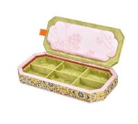 ZPGVWXKO Covered Jewelry Storage Compact Display Organizer Jewelry Tray with Compartments Clear View Compartment Storage Display Box for Dressing Tables, Green