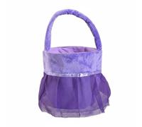 ZPGVWXKO Embroidery Basket Personalized Tote Bag With Name Ballet Theme Mesh Skirt Flannel And Mesh Material Reusable Gift Container suitable for Easter egg, Yellow