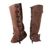 ZPGVWXKO Pirate Boot Cover PU Leather Medieval Steam Leg Guards Knight Authentic Look Design Suitable for Men Themed Events Cosplay, Khaki