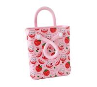 ZPGVWXKO Washable and Portable Beach Bag, Creative, with Drainage Holes, Ideal for Boating Or The Market, Strawberry cat