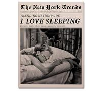zphvaqd Black And White Newspaper Wall Art Vintage Posters Girl Sleeping Prints Funky Feminist Poster Trendy Wall Decor for Girl Dorm Room Bar 12 x 16 in Unframed