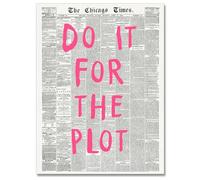 zphvaqd Retro Newspaper Posters Pink Preppy Canvas Wall Art Trendy Art Painting Pictures Affirmation Quote Do It For The Plot Poster for Girls Apartment Bedroom
