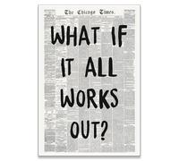 zphvaqd Trendy Newspaper Canvas Wall Art,What If It All Works Out Print,Black and White Poster,Fashion Home Decor for Bathroom Teen Room 24 x 36 in Unframed