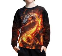 ZPINXIGN Fall Sweatshirt for Girls Boys 6-14 Years, Fire Snake Cool, 8-10 Años