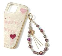 ZPIPOIFA Beaded Phone Wrist Strap,Glitter Phone Charm Wrist Strap for Women,Cute Wristlet Chain for Cellphone, Standard, Non-Precious Metal, No Gemstone