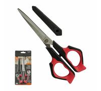 ZPL3167c Multi-Purpose Scissors with Safety Cover, 168mm, RED Body, Right n Left Handed, Precise Cutting, Curved Edge, Home Office Business Use, iZOFAX