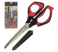 ZPL3183C Multipurpose Scissors with Safety Cover, 9 inches / 211 mm, Red Body, 3D Shaped Soft Grip Handles, Right Handed, Curved Edges, Ideal for Home Office General, iZOFAX