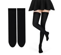 ZPLASK 1 Pair Thigh High Socks for Women, Extra Long Cotton Black Knee High Socks, Soft & Stretchy Black Over the Knee Boot Stockings, Knee High Socks for Women Versatile for Fashion Sports School