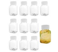 ZPLASK 10Pcs 50ml Ginger Shot Bottles, Clear Square Small Bottles for Plastic with Lids, Empty Reusable Juice Shot Bottles, Leak-Proof Ginger Shots Bottles for Juice Milk Water Beverages