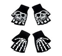 ZPLASK 2 Pairs Half Finger Design Horror Gloves for Halloween Accessories, Skeleton Gloves for Halloween Costume Cosplay Accessory, Windproof Warmer for Bike Motorcycle Snowboard