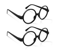 ZPLASK 2 Pcs Harry Potter Glasses, Kids Round Glasses for Fancy Dress, Retro Wizard Eyeglasses Accessory for Halloween Party Cosplay