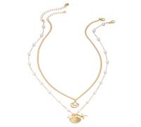 ZPLASK 2 Stück Shell Necklace, Seashell Necklaces, Multi-Layer Shiny Charming Beach Necklace, Personalized Adjustable Summer Jewellery Trendy Summer Ocean Jewelry for Women Wedding Party