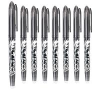 ZPLASK 8 Pcs Erasable Pens, Erasable Pens Black, Rub Out Pens Black, 0.5mm Black Ink Eraser Pen with with Rubbers on The End