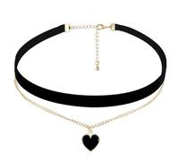 ZPLASK Choker Necklaces for Women, Black Choker, Classic Elegant Heart Pendant Choker Punk Fancy Dress Rock, Black Collar Adjustable Layered Choker Necklace Jewelry Gift for Women Girls Accessory