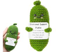 ZPLASK Emotional Support Pickle, Emotional Support Gift, Handmade Mini Funny Positive Pickle Cucumber, Handwoven Emotional Support Knitting Doll for Birthday Thanksgiving Christmas Ornament Gift