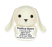 ZPLASK Positive Bunny, Positive Crochet Animals, Plush Party Decoration Emotional Support Crochet, Cute Mini Crochet Positive Animals for Friend Family Classmate Girlfriend(White)