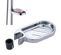 ZPLASK Shower Soap Dish, Clip on Adjustable, Rustproof & Waterproof, Silver, Rectangular, ABS, 16.6*8.4cm/6.5*3.3inch, Shower Rail Soap Holder