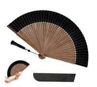ZPLASK Spanish Fan with Fan Cover, Premium Hand Fan Bamboo, Durable Hand Fan Folding, Vintage Foldable Fan for Wedding Dance Performance Festival Cosplay Party Home Decoration (Black)