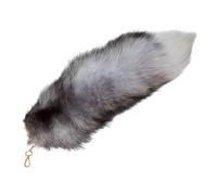 ZPLASK Therian Tail, Furry Tail Pendant Key Chain, 20cm/7.87inch Bag Decoration Therian Tails, Shaggy Realistic Faux Fur Tail Keychain Decorative for Handbag Backpack Cosplay (Silver)