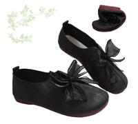 ZPLMIDE 2025 New Women's Vintage Mary Jane Flats with Bow Detail Dressy Comfortable Foldable Round Toe Soft Slip On Ballerina Flat Shoes (Black,39EU)