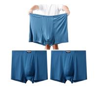 ZPLMIDE 3 Pack Plus Size Men's Boxer, High Waist Modal Boxer Briefs Soft Breathable Underwear Shorts Boxer Shorts for Big Guys XXL-13XL (XXL,Blue-3pcs)