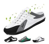 ZPLMIDE Mens Backless Slip on Shoes, Mens Backless Sports Shoes Half Drag Sneakers Casual Mule Sneakers Walking Outdoor Hiking Loafers (43EU,White)