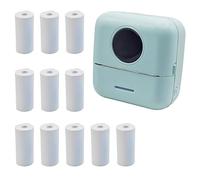 Zplumestarxx Mini Portable Printer Inkless Sticker with 11 Rolls Paper Bluetooth Mini Smart Pocket Portable Receipt Printer Inkless Thermal for iOS&Android Green