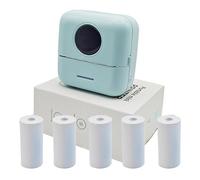 Zplumestarxx Mini Portable Small Printer Paper Sticker Printer Machine Mini Printer Sticker Printer Study Printer for Pictures Photos Compatible with Android and iOS Bluetooth with 5 Rolls Green