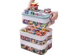 ZPONEED Kids Toys Storage Boxes with Lids for Lego, 3 Layers Stackable Plastic Drawer Organiser, Clear Compartment Craft Container Box for Magnetic Building Blocks Bricks Puzzle Board Craft Case