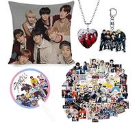 ZPPLD Gift Set, Stray Kids Fan Item, 1 Pillowcase, 1 Necklace, 95 Stickers, 1 Keyring, Circular Hand Fan