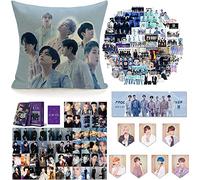 ZPPLD Kpop BTS Merchandise,Bts Merchandise Set,BTS Gift Set,1 BTS Throw Pillow Case,BTS Necklace, Stickers,BTS Keychain,Brooch, BTS Merch (B)